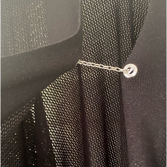 Open Knit Weave Cape Poncho Coat Open Knit Weave Cape Black Metallic One Size - Picture 10 of 15